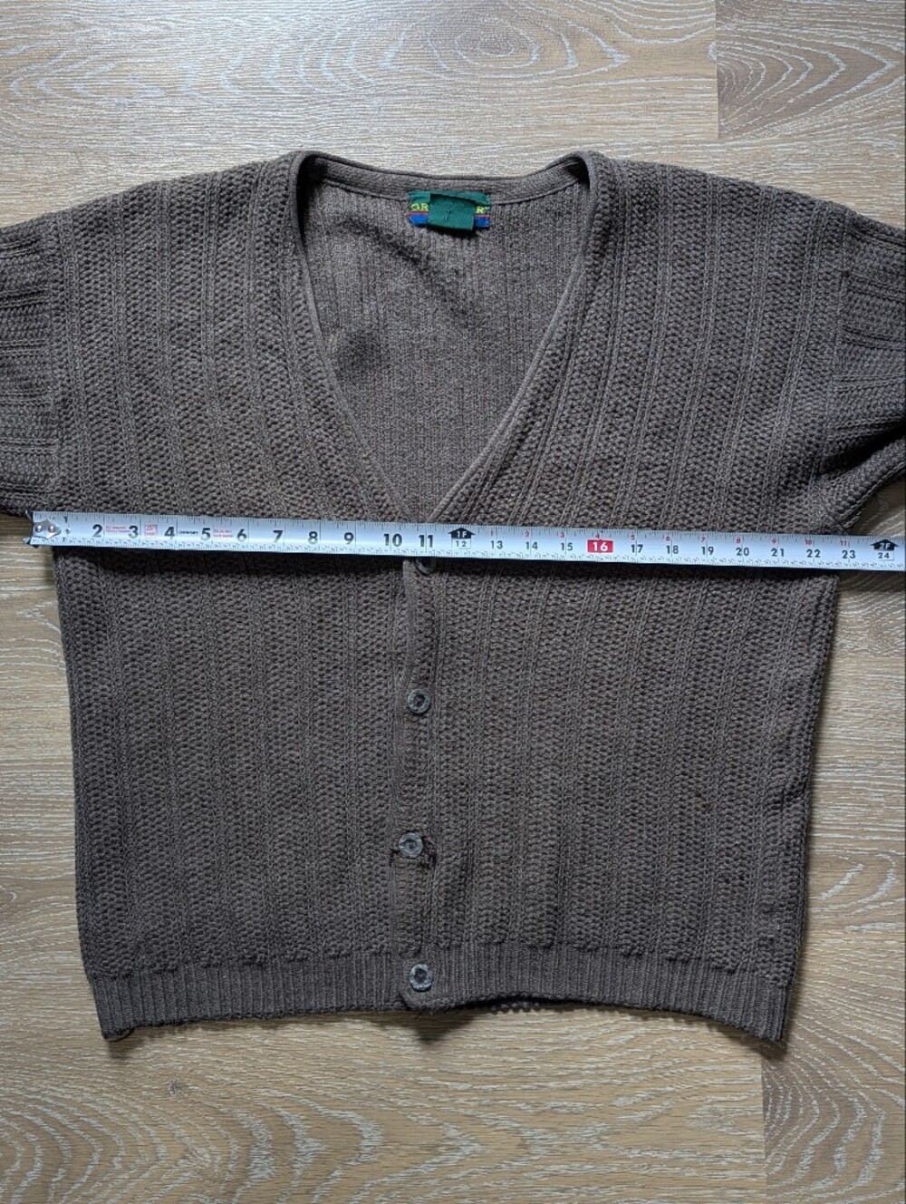 Grenadier Vintage Men's Brown Ribbed Knit Button-Front Grandpa Cardigan Sweater - Picture 9 of 10